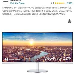 SAMSUNG 34” ViewFinity CJ79 Ultrawide QHD Monitor - Excellent Condition!