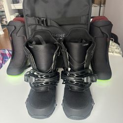 Burton Mine77 Strap On Step On Boot 11 w/ Backpack Case