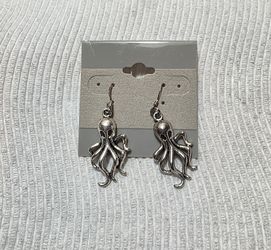 Silver Octopus Dangle Earrings