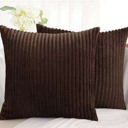 Simmore Decorative Spring Throw Pillow Covers 20x20 Set of 2, Soft Natural Plush Flannel Double-Sided Fluffy Couch Pillow Covers for Sofa Living Room,