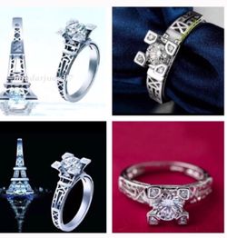 Gold plated Eiffel Tower CZ ring size7,8