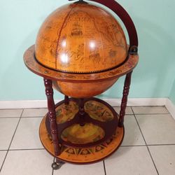 Vintage Italian Globe with hidden Dry Bar Gorgeous Astrology Zodiac Sign Art On Wheels A+ Quality