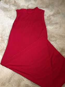 Red Sleeveless Mock Neck Dress
