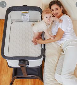 Baby Bond Bedside Rocking Bassinet Gray & White