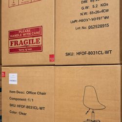 Clear Desk Chair Modern Office Chair with Wheels - Acrylic Ghost Chair Adjustable Height Armless Rolling Vanity Chair for Home & Office (Clear)