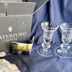 NIB Waterford Crystal 4” Candlestick Pair