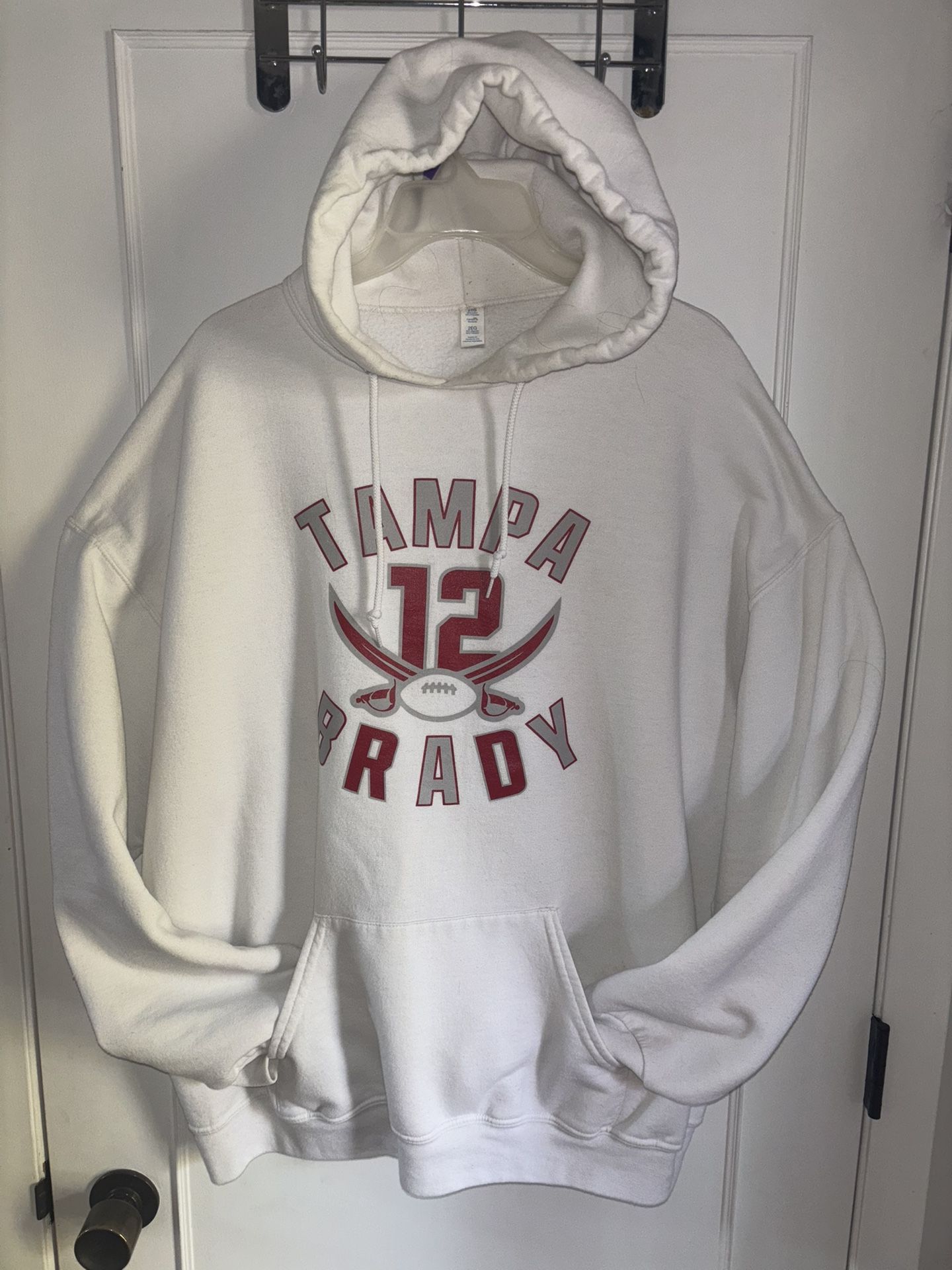 Tom Brady Number 12 White Tampa Bay Hoodie Size XXL. Rare In This Size.