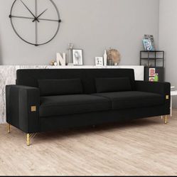 Black Velvet 3 Seater Sofa