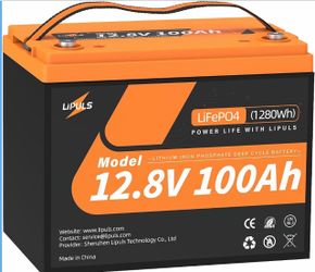 #7  12V 100Ah LiFePO4 Battery, Group 24 Lithium Battery, UP to 15000 Cycles, Built-in 100A BMS, Max.1280Wh Energy, Perfect for Trolling Motor, RV, Boa