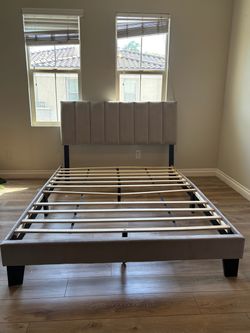 Upholstered Platform Bed Frame with Headboard