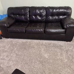 Brown Faux Leather Couch