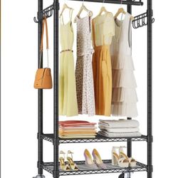 2 Homdox Rolling Clothing Rack Shelves
