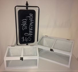 Apothecary glass wood boxes