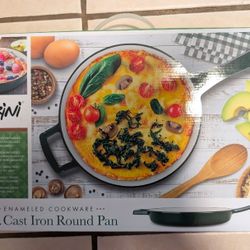 Brand New Parini 9" Cast Iron Round Pan w/Non-Stick Enameled Finish 