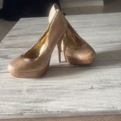 Size 8 Gold Glitter Platform Heels