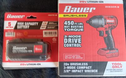 20 V Brushless 3-Mode COMPACT 3/8 Impact WRENCH & 5ah BATTERY
