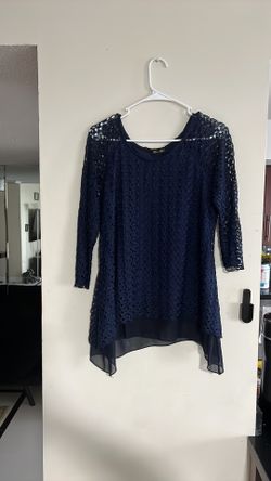 Navy blue Sequins Long Sleeve Blouse