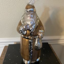 Mercury Glass Old World Santa Ornament Hand Painted 10”