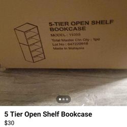 White 5 Tier Open Book Shelf