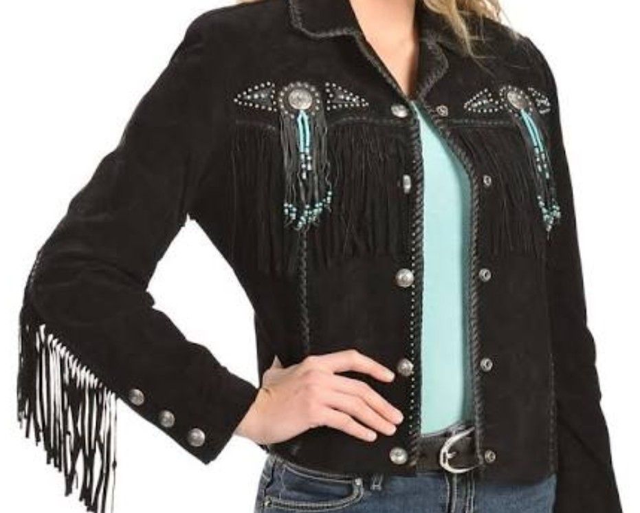 Women's Scully fawn fringe jacket and matching purse