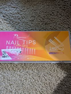 Ran Rose Extra Long Nail Tips, 240 Pieces XXXL Square Acrylic Tips Full Cover Clear Straight Tapered