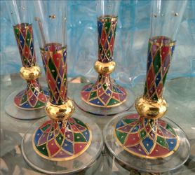 Pier 1 22K Gold Harlequin Champagne Flutes 🍾