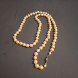 Vintage Genuine Cream Colored Pearl 28" Necklace, Gives Elegance To Your Outfit