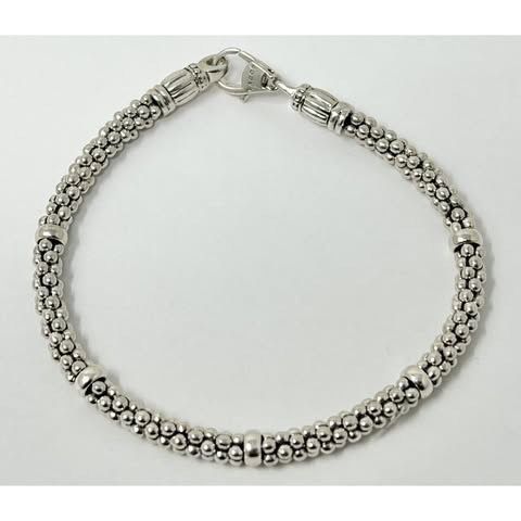 READ - Lagos 925 Sterling Silver Caviar Popcorn Bead Lobster Clasp 7.5" Bracelet