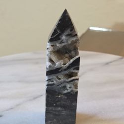 4" Approximately Sparkling Druzy Sphalerite Tower Quartz Crystal 