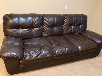 Dark Brown Leather 3-Seat Sofa