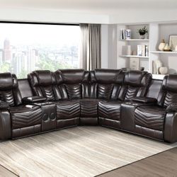 Power Reclining Sectional In Stock For Fast Delivery 