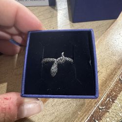 Swarovski Black Snake Ring 7.5 Rose Gold Black Crystal Jewelry