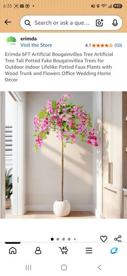 Erimda 6FT Artificial Bougainvillea Tree Artificial Tree