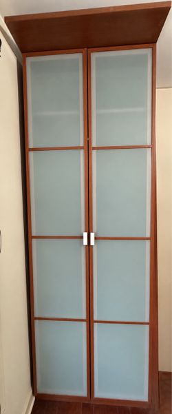 Tall Wardrobe with Frosted Glass Panel Doors
