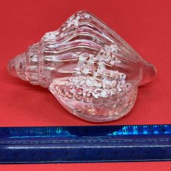 VTG Silvestri Iridescent Art Glass Conch SeaShell Paperweight 5" Handcrafted