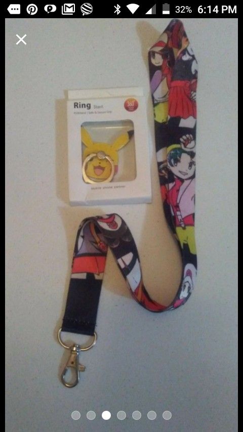 Pikachu Lanyard & Phone Kickstand Ring