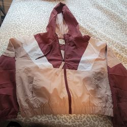 Ashley By 26 International Burgundy and Pink Windbreaket Jacket with Hood
