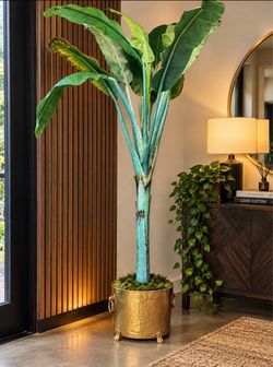 Large Artificial Banana Tree in Gold Planter