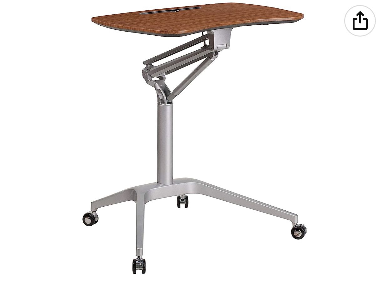 Flash Furniture Gia Mobile Sit-Down, Stand-Up Mahogany Computer Ergonomic Desk with 28.25''W Top (Adjustable Range 29'' - 41'')