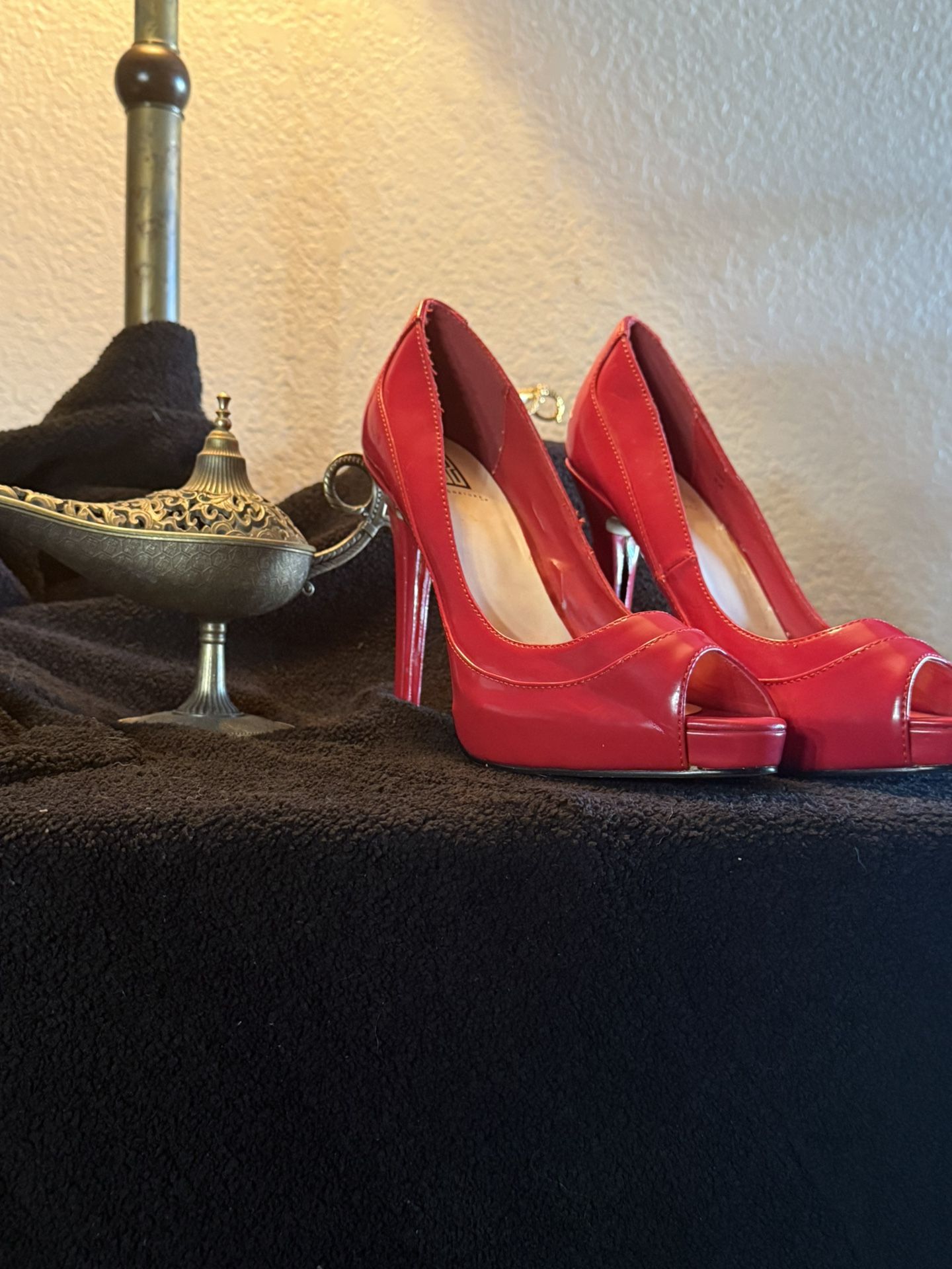 Red Platform Spiked Heels