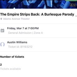 Empire Strips Back Zone A Tickets March 7th 