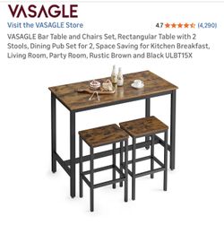 Rustic Brown Kitchen Table With Two Barstools!
