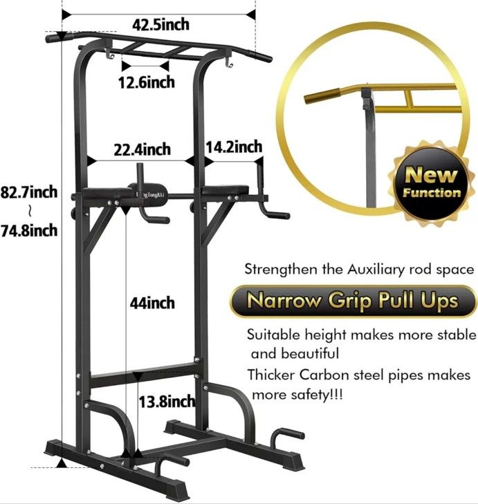 Power Tower, Pull Up Bar Dip Station/Stand for Home Gym Strength Training Workout Equipment