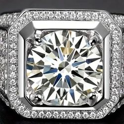 MOISSANITE MEN'S OVER 5CT 11MM 18K OVER 925 STERLING SILVER  SIZE 11 2 AVAILABLE 
