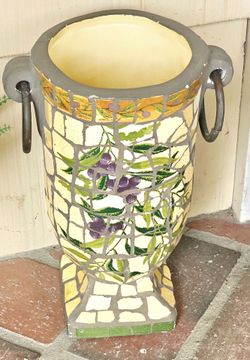Vintage-Style Mosaic Ceramic Urn Planter – 11" x 8"