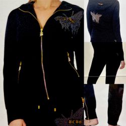 BCBGMaxAzria VTG Y2K NWT  black embellished jogger's set Track Suit M