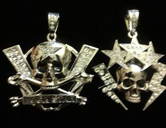Premium Skull pendant. Silvertone Iced to the max. 10 Different Pendants. Brand new ONLY $30 each.