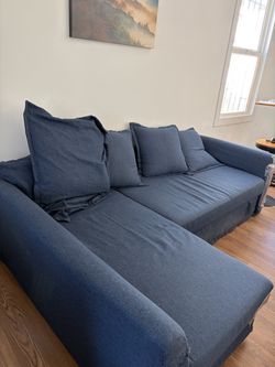 IKEA Blue Fabric Sectional Sleeper with storage