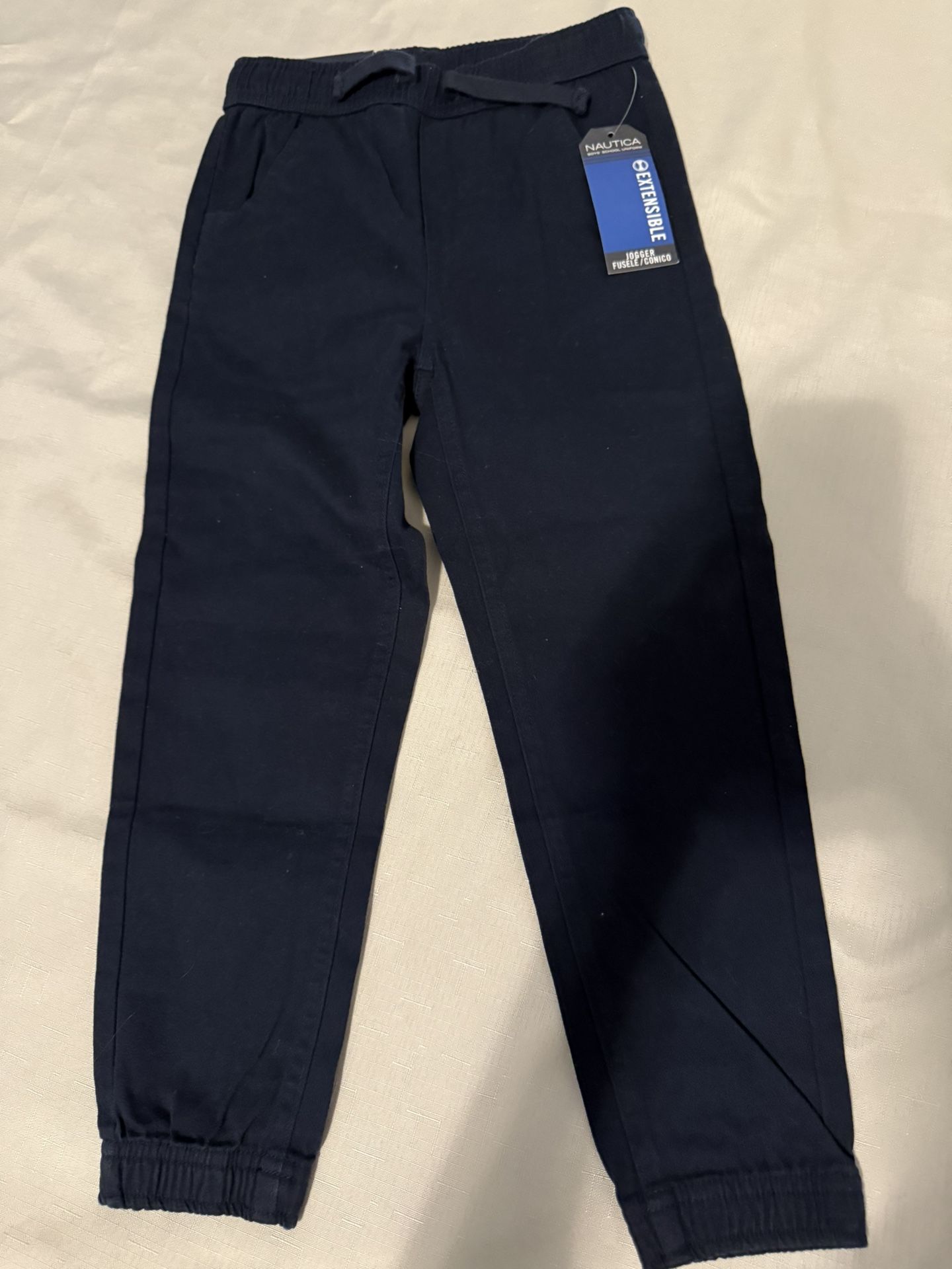New Nautica boys, school uniform jogger style navy blue pants size 6, regular tapered jogger
