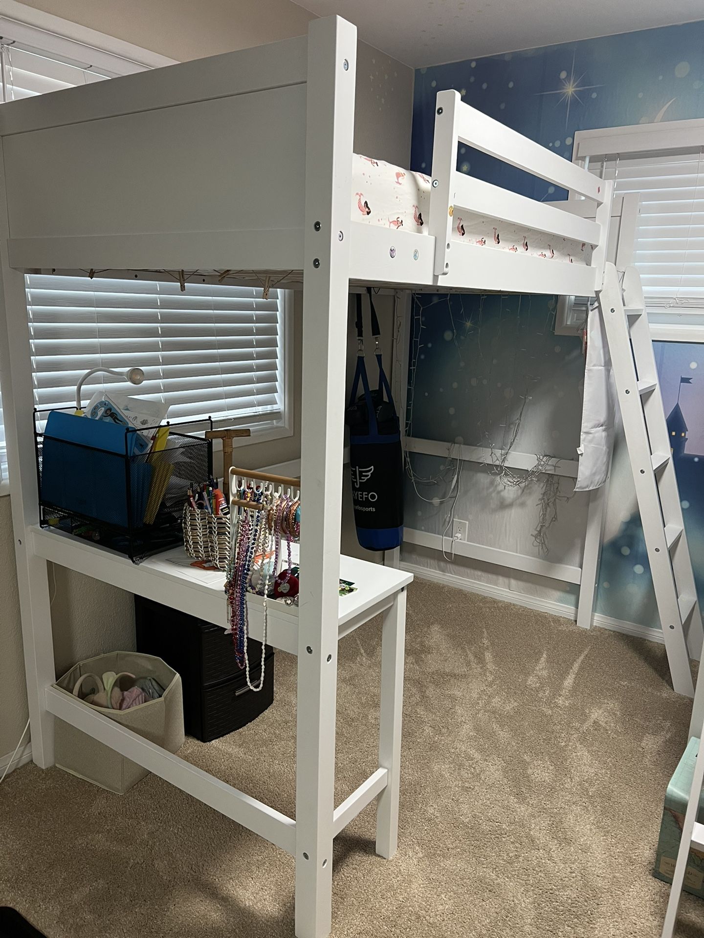Twin Solid Wood Loft Bed With Built-in Desk (Jodi, By Viv + Rae)